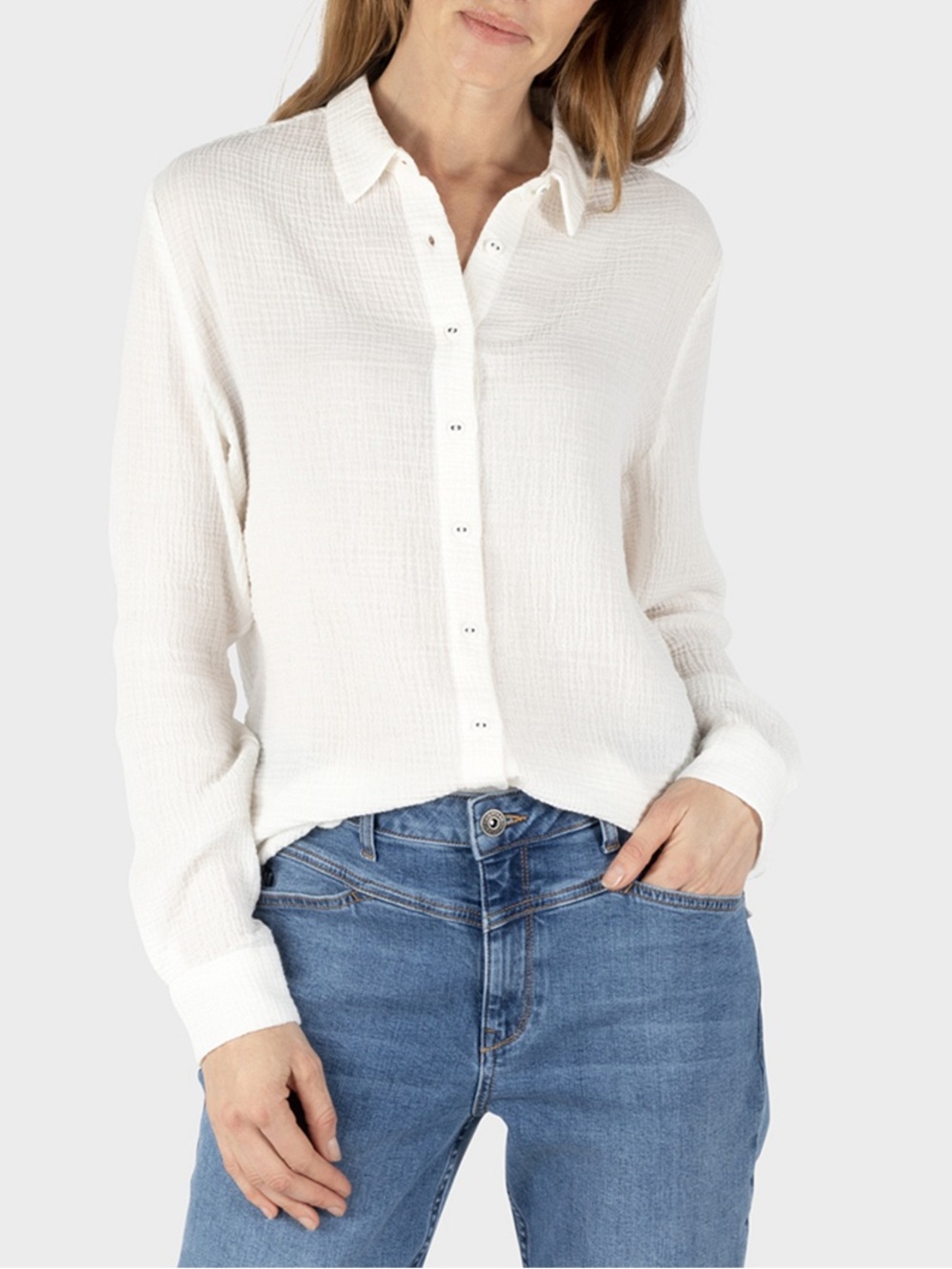 SANDWICH_ 100% cotton gauze white waffled buttoned shirt size 36 / us4